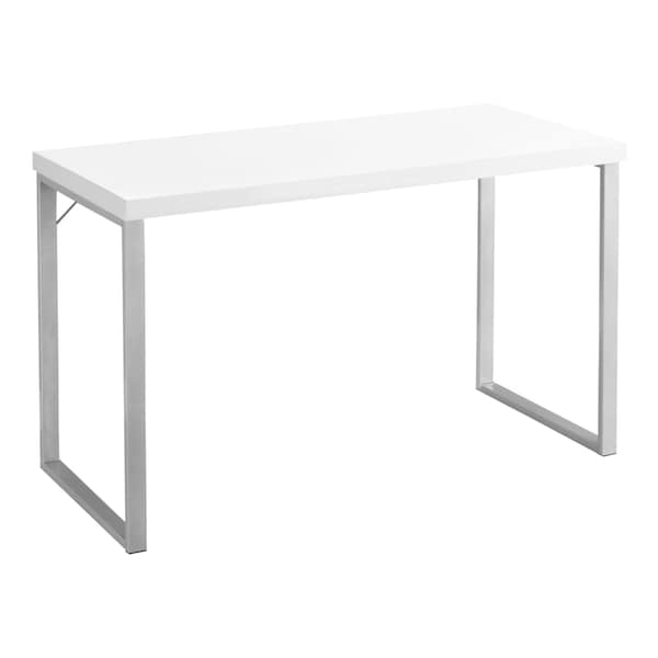 Computer Desk, Home Office, Laptop, 48"L, Work, Metal, Laminate, White, Grey, Contemporary, Modern